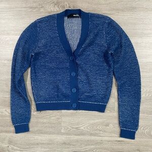 Love Moschino Knit Wool Blue Cardigan Sweater‎ Size 8